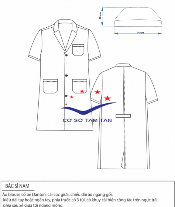 Áo bác sĩ nam ( Tay Ngắn )