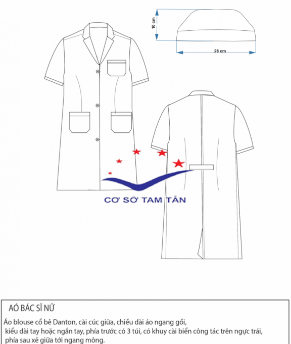 Áo bác sĩ nữ ( Tay Ngắn )