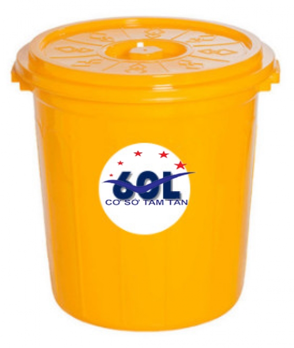 Thùng nhựa 60 lít màu vàng