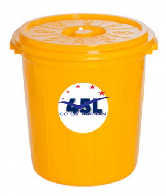 Thùng nhựa 45 lít màu vàng