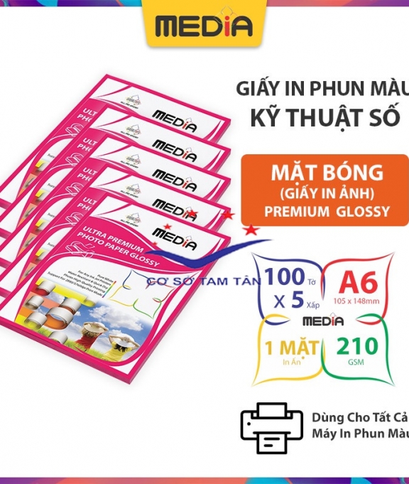 Giấy in ảnh 1 mặt Media (khổ A6, định lượng 210gsm)