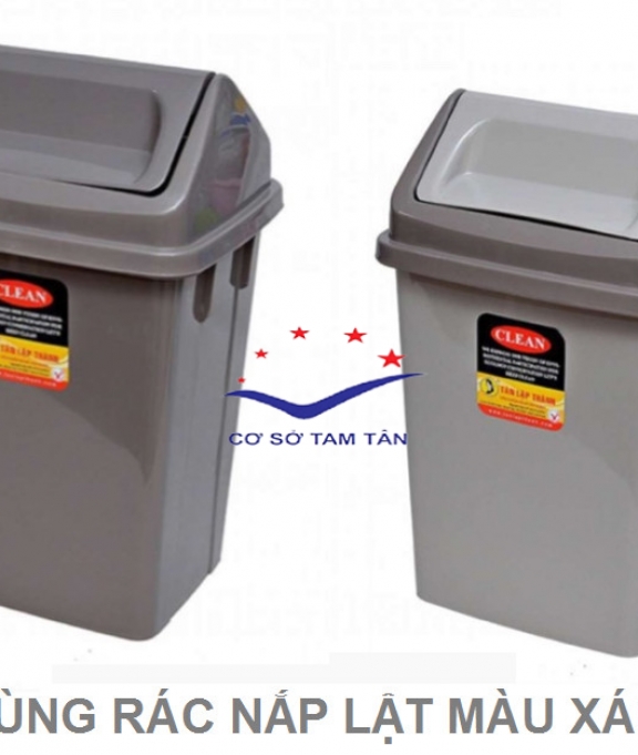 Thùng rác nắp lật màu xám
